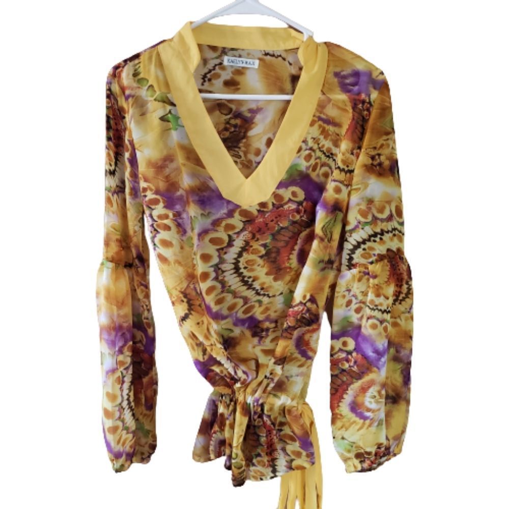 Woman's Long Sleeve Yellow Blouse Size Small